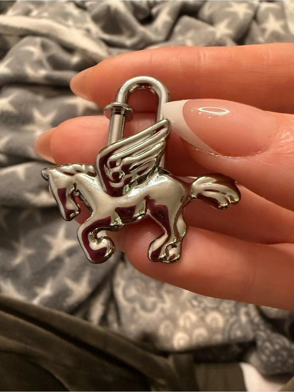 Silver Pegasus Charm Clip for Purse Accessories
